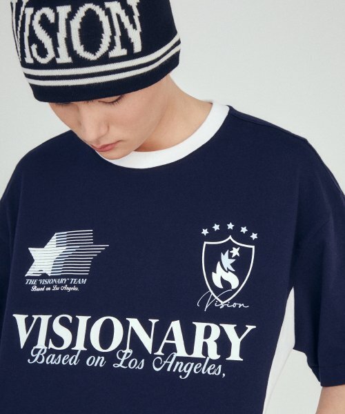 VISION STREET WEAR（ヴィジョンストリートウェア）の「VSW Football T-Shirts Navy（Tシャツ/カットソー・レディース・その他・LARGE/MEDIUM/SMALL/X-LARGE）」の3枚目の写真
