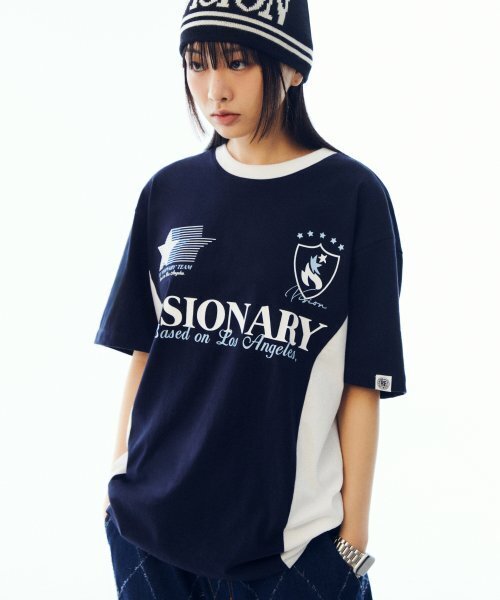 VISION STREET WEAR（ヴィジョンストリートウェア）の「VSW Football T-Shirts Navy（Tシャツ/カットソー・レディース・その他・LARGE/MEDIUM/SMALL/X-LARGE）」の4枚目の写真