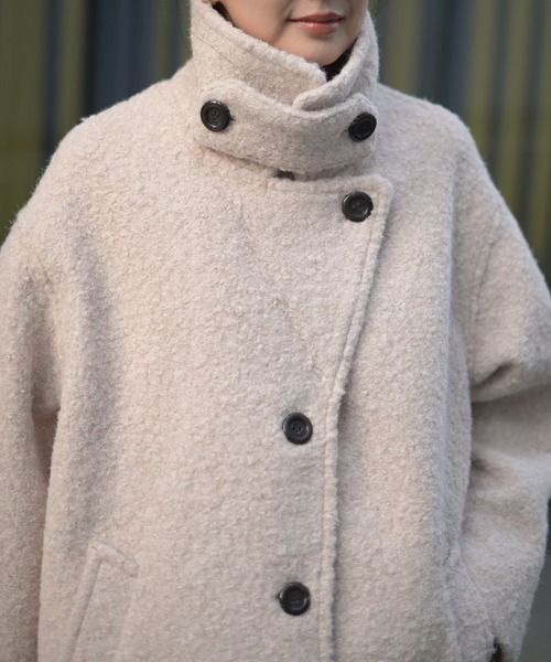 Marient（マリエント）の「ブークレスタンドCT（ステンカラーコート・レディース・ブラック/アイボリー・FREE）」の7枚目の写真