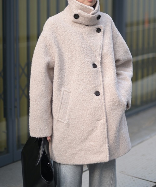 Marient（マリエント）の「ブークレスタンドCT（ステンカラーコート・レディース・ブラック/アイボリー・FREE）」の8枚目の写真