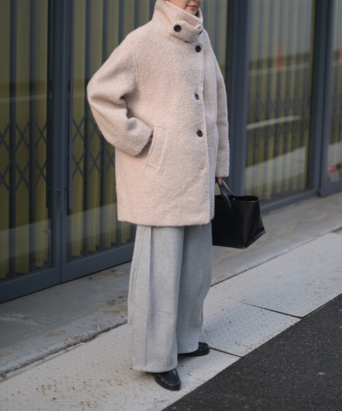 Marient（マリエント）の「ブークレスタンドCT（ステンカラーコート・レディース・ブラック/アイボリー・FREE）」の14枚目の写真