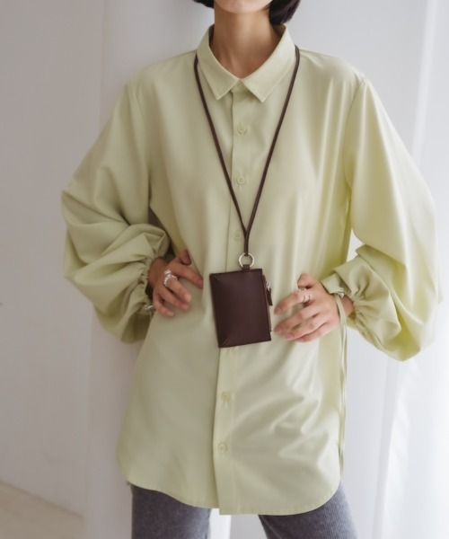 sahara(サハラ)の「Drawstring Cuff Over Shirt/ドローストリングカフオーバーシャツ(シャツ/ブラウス・レディース・ホワイト/ブラック/ライトグリーン・FREE)」の3枚目の写真