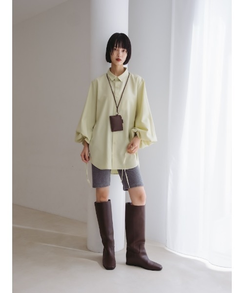 sahara(サハラ)の「Drawstring Cuff Over Shirt/ドローストリングカフオーバーシャツ(シャツ/ブラウス・レディース・ホワイト/ブラック/ライトグリーン・FREE)」の4枚目の写真