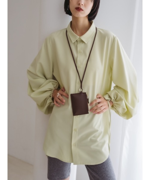 sahara(サハラ)の「Drawstring Cuff Over Shirt/ドローストリングカフオーバーシャツ(シャツ/ブラウス・レディース・ホワイト/ブラック/ライトグリーン・FREE)」の7枚目の写真