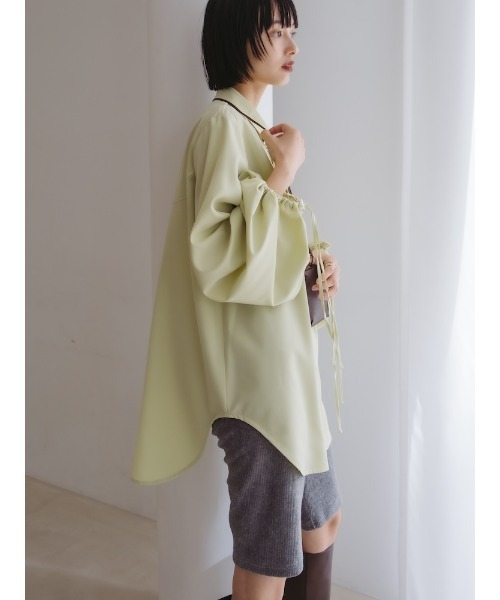 sahara(サハラ)の「Drawstring Cuff Over Shirt/ドローストリングカフオーバーシャツ(シャツ/ブラウス・レディース・ホワイト/ブラック/ライトグリーン・FREE)」の8枚目の写真