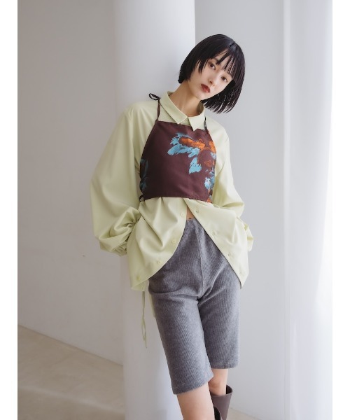 sahara(サハラ)の「Drawstring Cuff Over Shirt/ドローストリングカフオーバーシャツ(シャツ/ブラウス・レディース・ホワイト/ブラック/ライトグリーン・FREE)」の10枚目の写真