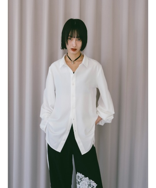 sahara(サハラ)の「Drawstring Cuff Over Shirt/ドローストリングカフオーバーシャツ(シャツ/ブラウス・レディース・ホワイト/ブラック/ライトグリーン・FREE)」の14枚目の写真