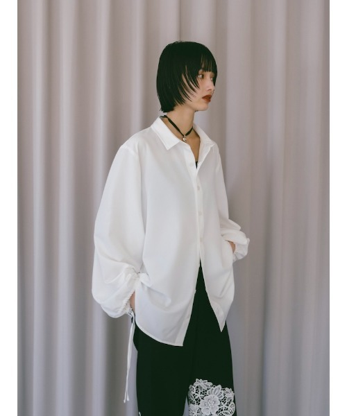 sahara(サハラ)の「Drawstring Cuff Over Shirt/ドローストリングカフオーバーシャツ(シャツ/ブラウス・レディース・ホワイト/ブラック/ライトグリーン・FREE)」の15枚目の写真