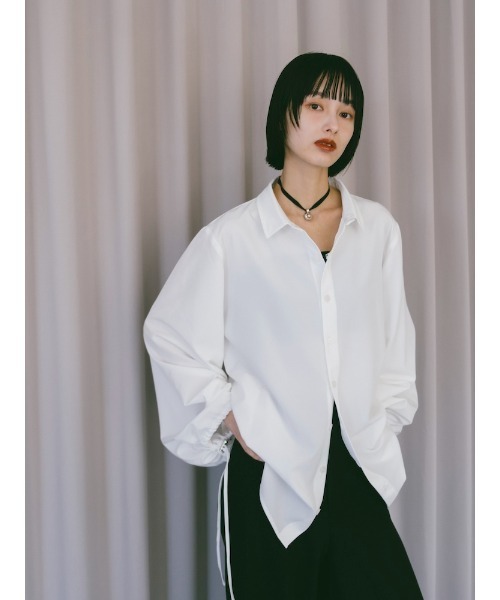 sahara(サハラ)の「Drawstring Cuff Over Shirt/ドローストリングカフオーバーシャツ(シャツ/ブラウス・レディース・ホワイト/ブラック/ライトグリーン・FREE)」の16枚目の写真