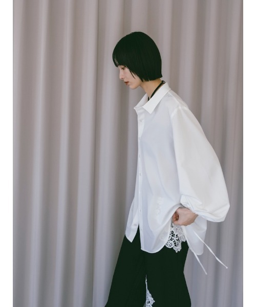 sahara(サハラ)の「Drawstring Cuff Over Shirt/ドローストリングカフオーバーシャツ(シャツ/ブラウス・レディース・ホワイト/ブラック/ライトグリーン・FREE)」の17枚目の写真