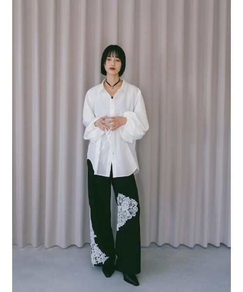 sahara(サハラ)の「Drawstring Cuff Over Shirt/ドローストリングカフオーバーシャツ(シャツ/ブラウス・レディース・ホワイト/ブラック/ライトグリーン・FREE)」の18枚目の写真
