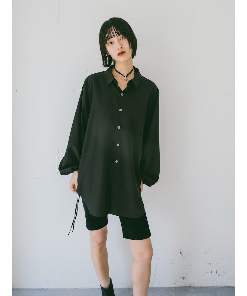 sahara(サハラ)の「Drawstring Cuff Over Shirt/ドローストリングカフオーバーシャツ(シャツ/ブラウス・レディース・ホワイト/ブラック/ライトグリーン・FREE)」の21枚目の写真