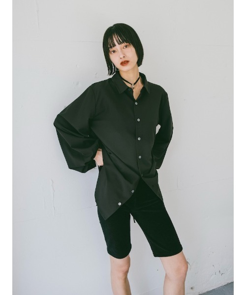 sahara(サハラ)の「Drawstring Cuff Over Shirt/ドローストリングカフオーバーシャツ(シャツ/ブラウス・レディース・ホワイト/ブラック/ライトグリーン・FREE)」の22枚目の写真