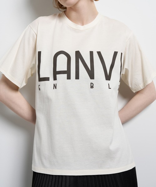 LANVIN en Bleu(ランバンオンブルー)の「“LANVIN EN BLEU” ロゴTシャツ(Tシャツ/カットソー・レディース・ピンク/チャコールグレー/オフホワイト/ベージュ/ブラック・38)」の4枚目の写真