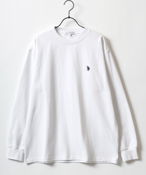 U.S. POLO ASSN.(ユーエスポロアッスン)の「U.S. POLO ASSN./ユーエスポロアッスン 別注 オーバーサイズ スーパーヘビーウェイト ワンポイント刺繍 長袖Tシャツ ロンT レディース メンズ(Tシャツ/カットソー・メンズ・ホワイト/ブラック/ダークグレー/オートミール/ベージュ/インディゴブルー・M/L/LL)」の20枚目の写真