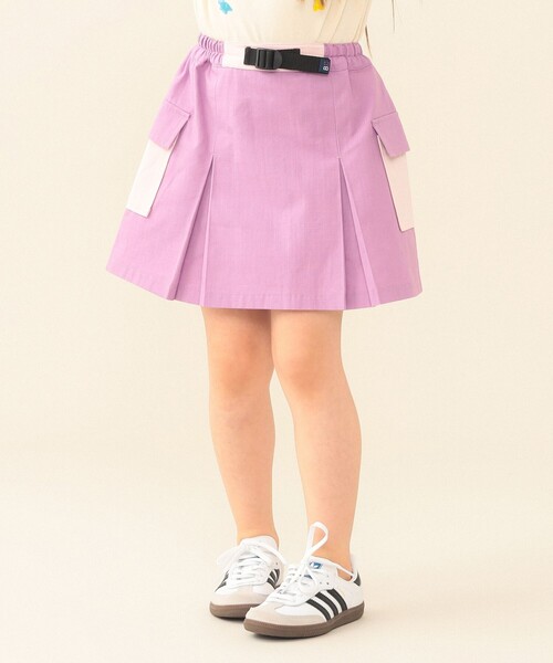 BEAMS mini(ビームスミニ)の「タック ベルテッド ショーツイン スカート 2026SS(90~140cm)(スカート・キッズ・ラベンダー/グレイッシュブルー・90/140/130/120/110/100)」の1枚目の写真