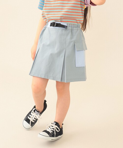 BEAMS mini(ビームスミニ)の「タック ベルテッド ショーツイン スカート 2026SS(90~140cm)(スカート・キッズ・ラベンダー/グレイッシュブルー・90/140/130/120/110/100)」の2枚目の写真