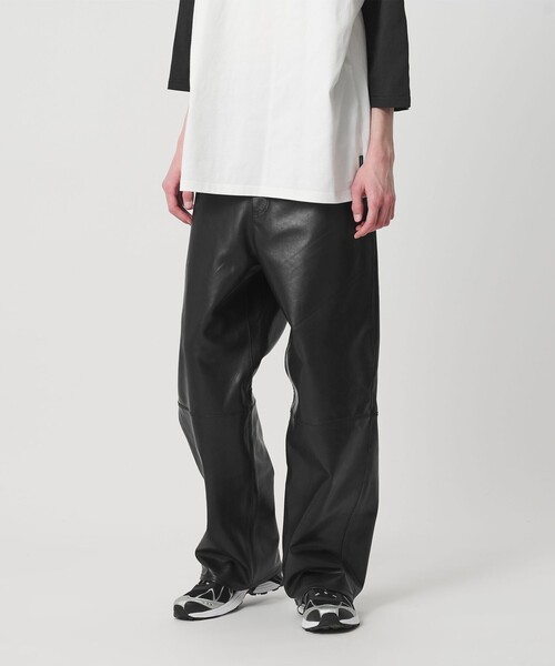 NICE WEATHER（ナイスウェザー）の「＜NICE WEATHER＞バッファローレザー 5ポケットパンツ（その他パンツ・メンズ・ブラック・L/S/M）」の2枚目の写真