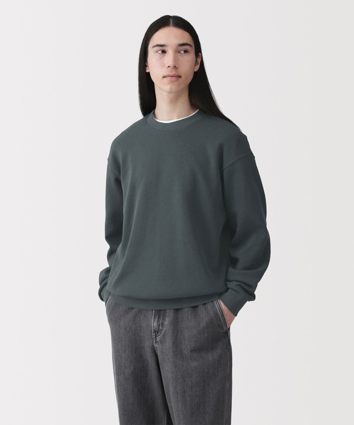 無印良品(ムジルシリョウヒン)の「紳士 二重編みクルーネックプルオーバー(Tシャツ/カットソー・メンズ・ブラック/カーキ/ブルー系/ライトグレー/ダークネイビー・S/L/XL/M)」の4枚目の写真