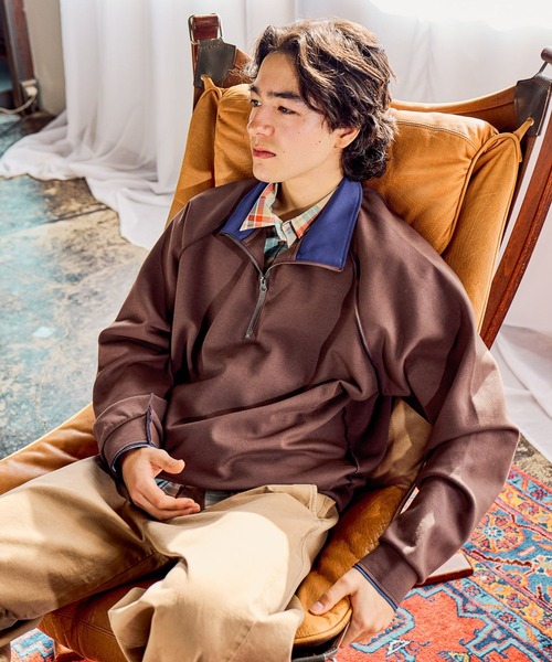 niko and...（ニコアンド）の「カラーダンボールハーフジッププルオーバー（Tシャツ/カットソー・メンズ・サンドグレー/ブラウン/チャコール・LARGE/MEDIUM）」の3枚目の写真