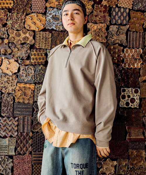 niko and...（ニコアンド）の「カラーダンボールハーフジッププルオーバー（Tシャツ/カットソー・メンズ・サンドグレー/ブラウン/チャコール・LARGE/MEDIUM）」の6枚目の写真