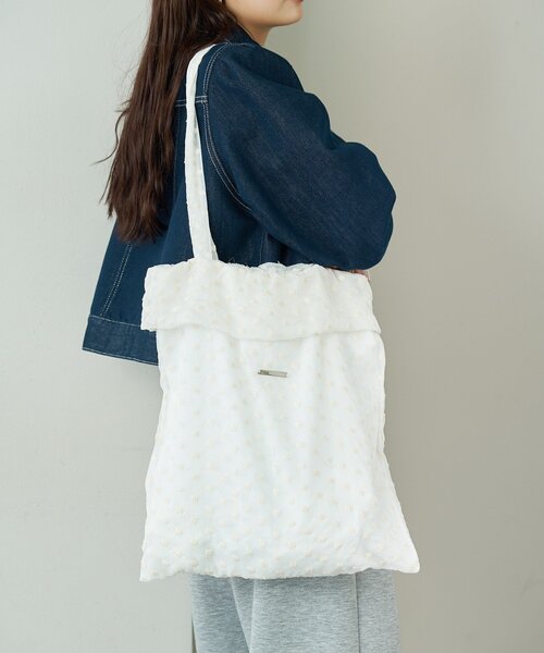 mystic（ミスティック）の「ドットフラワートートBAG（トートバッグ・レディース・オフホワイト/ブラック・ONE SIZE）」の3枚目の写真