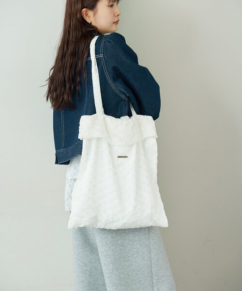 mystic（ミスティック）の「ドットフラワートートBAG（トートバッグ・レディース・オフホワイト/ブラック・ONE SIZE）」の4枚目の写真
