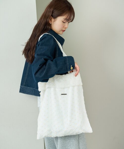 mystic（ミスティック）の「ドットフラワートートBAG（トートバッグ・レディース・オフホワイト/ブラック・ONE SIZE）」の6枚目の写真