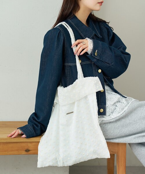 mystic（ミスティック）の「ドットフラワートートBAG（トートバッグ・レディース・オフホワイト/ブラック・ONE SIZE）」の7枚目の写真