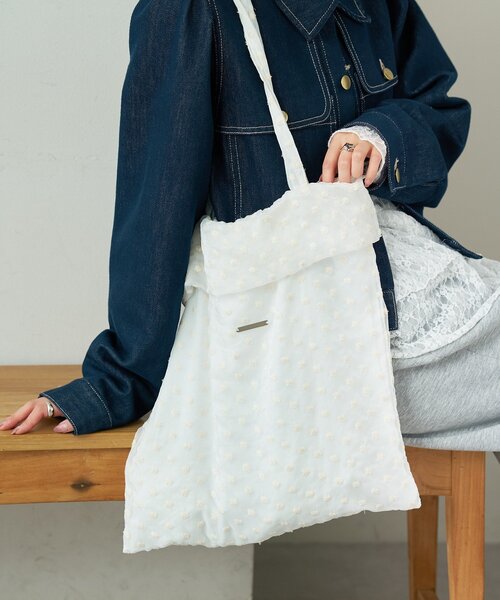 mystic（ミスティック）の「ドットフラワートートBAG（トートバッグ・レディース・オフホワイト/ブラック・ONE SIZE）」の8枚目の写真