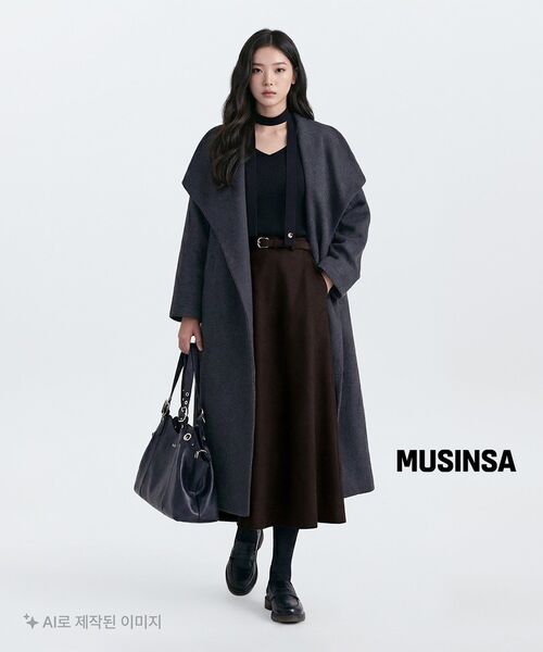 MONGDOL（モンドル）の「[マフラーSET] Vネックスリムリブニットトップ MDKT122_6 Colors（ニット/セーター・レディース・ベージュ/ブラック/アイボリー/ベビーピンク/クリーム/チャコールグレー・F）」の19枚目の写真
