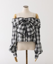 one after another NICE CLAUP | 肩ビジューオフショルリボントップス(シャツ/ブラウス)