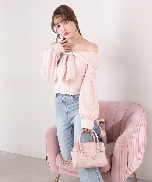 one after another NICE CLAUP(ワンアフターアナザーナイスクラップ)の「肩ビジューオフショルリボントップス(シャツ/ブラウス・レディース・ホワイト×ブラック/アイボリー/ピンク・FREE)」の17枚目の写真