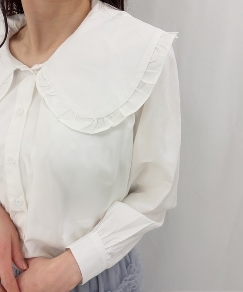 frunco(フランコ)の「【ZOZOTOWN限定】ビッグカラーフリルブラウス(シャツ/ブラウス・レディース・ブルー/ホワイト・FREE)」の8枚目の写真