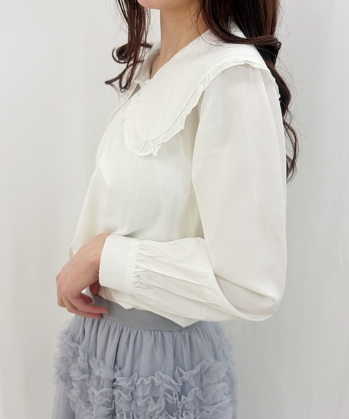 frunco(フランコ)の「【ZOZOTOWN限定】ビッグカラーフリルブラウス(シャツ/ブラウス・レディース・ブルー/ホワイト・FREE)」の6枚目の写真