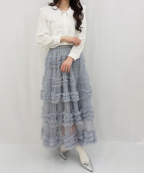 frunco(フランコ)の「【ZOZOTOWN限定】ビッグカラーフリルブラウス(シャツ/ブラウス・レディース・ブルー/ホワイト・FREE)」の9枚目の写真