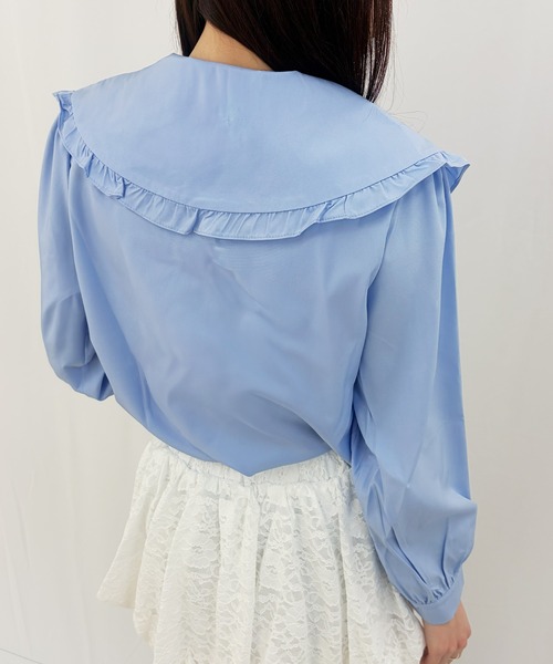 frunco(フランコ)の「【ZOZOTOWN限定】ビッグカラーフリルブラウス(シャツ/ブラウス・レディース・ブルー/ホワイト・FREE)」の14枚目の写真