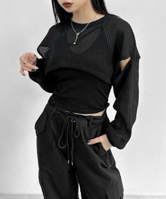 SUKALA メッシュ クロップドトップ 黒色　新品 103643050_8_d_240.jpg