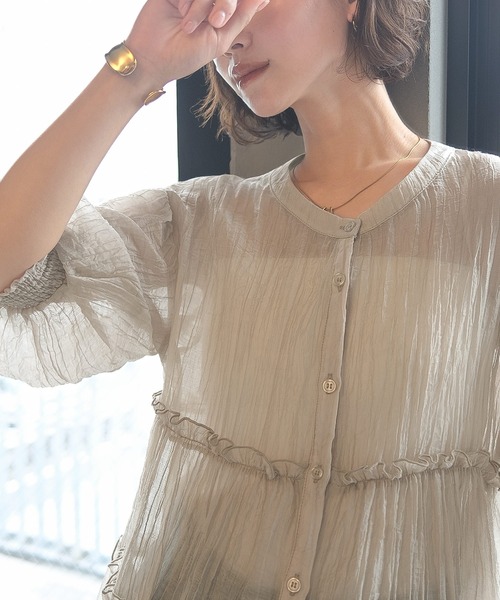 Classical Evon(クラシカルエヴォン)の「【Classical Evon】体型カバー♪ふわっと、ひとさじの華やぎを。シアーティアードメロウブラウス(シャツ/ブラウス・レディース・ブラウン/アイボリー/グレイッシュベージュ/ブラック・X-LARGE/SMALL/MEDIUM/LARGE)」の9枚目の写真
