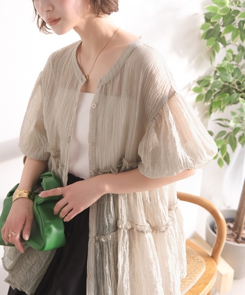 Classical Evon(クラシカルエヴォン)の「【Classical Evon】体型カバー♪ふわっと、ひとさじの華やぎを。シアーティアードメロウブラウス(シャツ/ブラウス・レディース・ブラウン/アイボリー/グレイッシュベージュ/ブラック・X-LARGE/SMALL/MEDIUM/LARGE)」の12枚目の写真