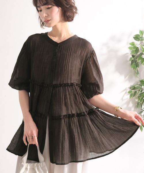 Classical Evon(クラシカルエヴォン)の「【Classical Evon】体型カバー♪ふわっと、ひとさじの華やぎを。シアーティアードメロウブラウス(シャツ/ブラウス・レディース・ブラウン/アイボリー/グレイッシュベージュ/ブラック・X-LARGE/SMALL/MEDIUM/LARGE)」の19枚目の写真