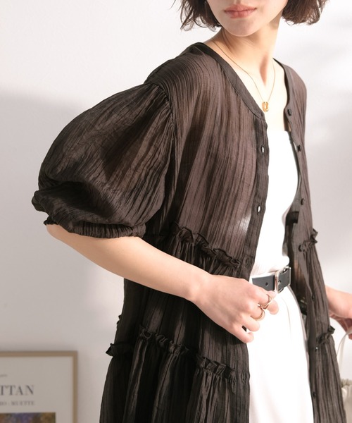Classical Evon(クラシカルエヴォン)の「【Classical Evon】体型カバー♪ふわっと、ひとさじの華やぎを。シアーティアードメロウブラウス(シャツ/ブラウス・レディース・ブラウン/アイボリー/グレイッシュベージュ/ブラック・X-LARGE/SMALL/MEDIUM/LARGE)」の18枚目の写真