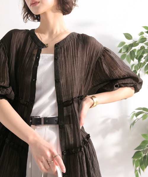 Classical Evon(クラシカルエヴォン)の「【Classical Evon】体型カバー♪ふわっと、ひとさじの華やぎを。シアーティアードメロウブラウス(シャツ/ブラウス・レディース・ブラウン/アイボリー/グレイッシュベージュ/ブラック・X-LARGE/SMALL/MEDIUM/LARGE)」の20枚目の写真