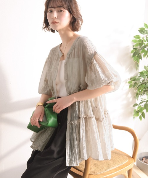 Classical Evon(クラシカルエヴォン)の「【Classical Evon】体型カバー♪ふわっと、ひとさじの華やぎを。シアーティアードメロウブラウス(シャツ/ブラウス・レディース・ブラウン/アイボリー/グレイッシュベージュ/ブラック・X-LARGE/SMALL/MEDIUM/LARGE)」の13枚目の写真