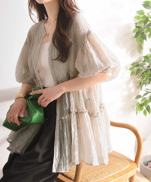 Classical Evon(クラシカルエヴォン)の「【Classical Evon】体型カバー♪ふわっと、ひとさじの華やぎを。シアーティアードメロウブラウス(シャツ/ブラウス・レディース・ブラウン/アイボリー/グレイッシュベージュ/ブラック・X-LARGE/SMALL/MEDIUM/LARGE)」の11枚目の写真
