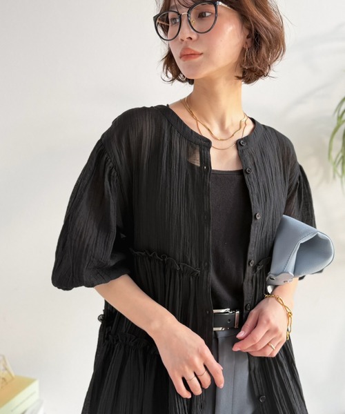 Classical Evon(クラシカルエヴォン)の「【Classical Evon】体型カバー♪ふわっと、ひとさじの華やぎを。シアーティアードメロウブラウス(シャツ/ブラウス・レディース・ブラウン/アイボリー/グレイッシュベージュ/ブラック・X-LARGE/SMALL/MEDIUM/LARGE)」の5枚目の写真