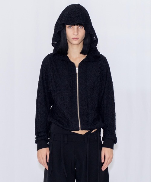 VIAVANDA(ヴィアヴァンダ)の「LACE DOUBLE ZIP HOODIE(パーカー・レディース・アイボリー/ブラック・FREE)」の2枚目の写真