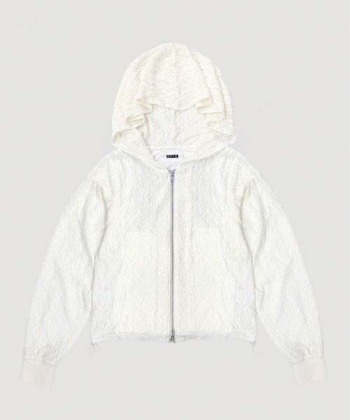 VIAVANDA(ヴィアヴァンダ)の「LACE DOUBLE ZIP HOODIE(パーカー・レディース・アイボリー/ブラック・FREE)」の11枚目の写真