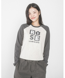 DOT ROSE RAGLAN L/S TEE(CHARCOAL)