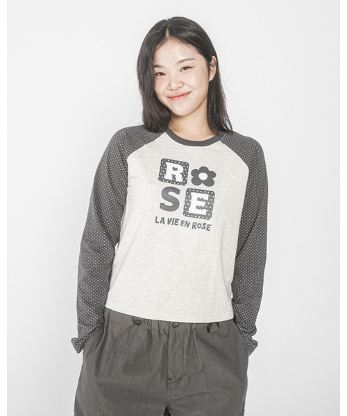 HAVISM(ヘビズム)の「DOT ROSE RAGLAN L/S TEE(CHARCOAL)(Tシャツ/カットソー・レディース・その他・ONE SIZE)」の1枚目の写真